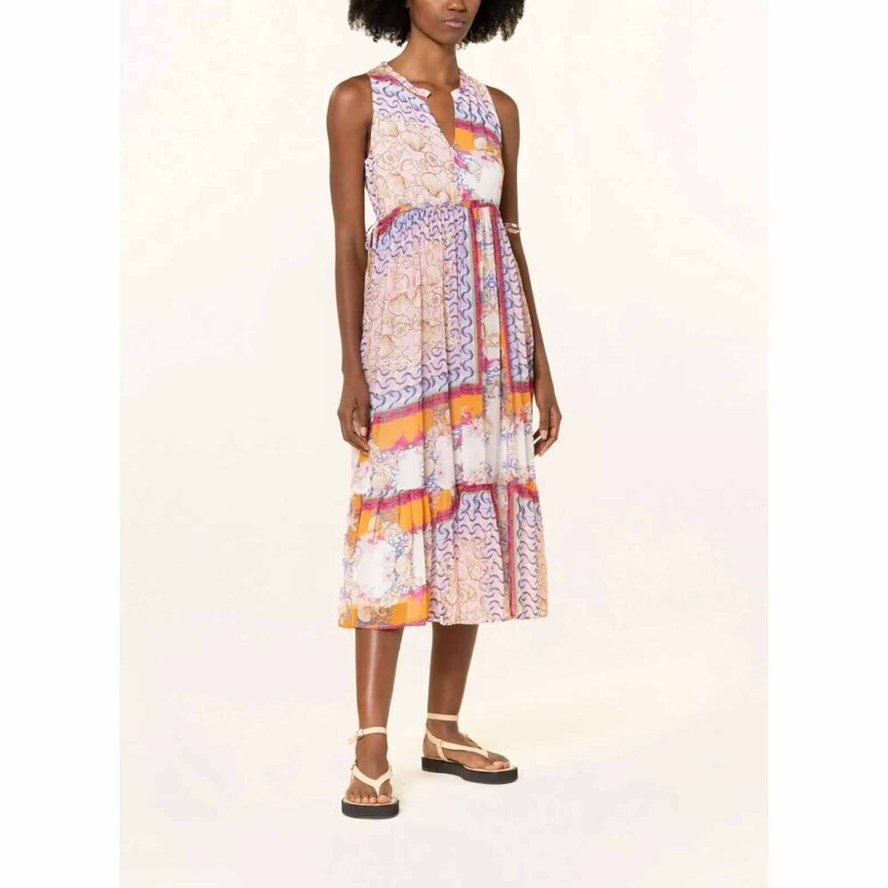 Frogbox Nautical Printed Tank Midi Dress Sleeveless Ruffle Resort XL NEW 278274